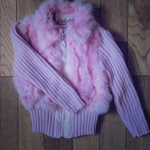 Chillpop Pink 4T ZIP Sweater Genuine Rabbit Hair